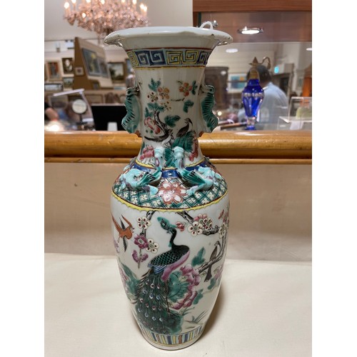 1180 - A Chinese famille rose porcelain vase with painted enamel exotic birds, height 30cm