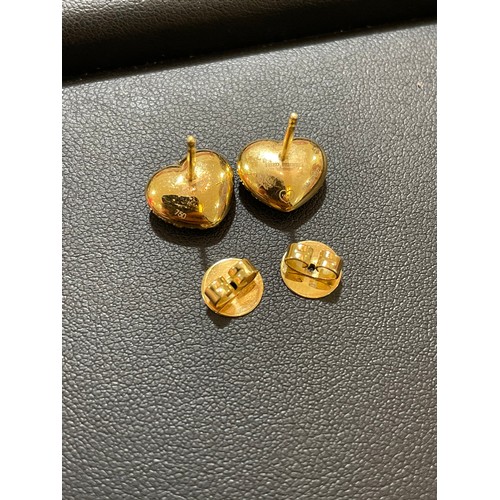 183 - THEO FENNELL - a pair of 18ct gold yellow sapphire Art Collection heart earrings, pave set with roun... 