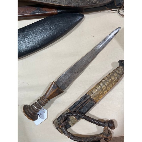 1177 - 2 Indian kukri knives and 2 African hunting knives (4)