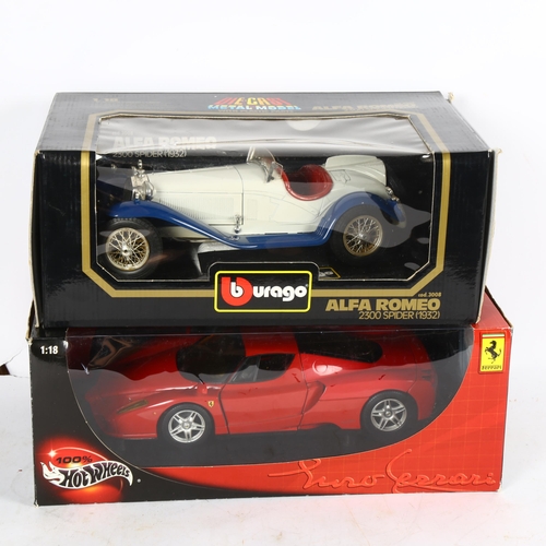 508 - HotWheels Diecast Red Enzo Ferrari Burago 1932 Alfa Romeo 2300 Spider, 1:18 scale models