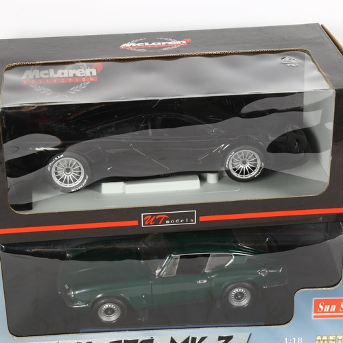 509 - Sunstar Racing Green Triumph GT6 MK3, and UT Maclaren F1 GT Road Car, 1:18 scale models