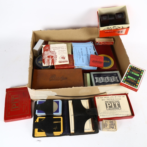 516 - Various Vintage games, including leather-cased bridge set, and 3-D Viewmaster