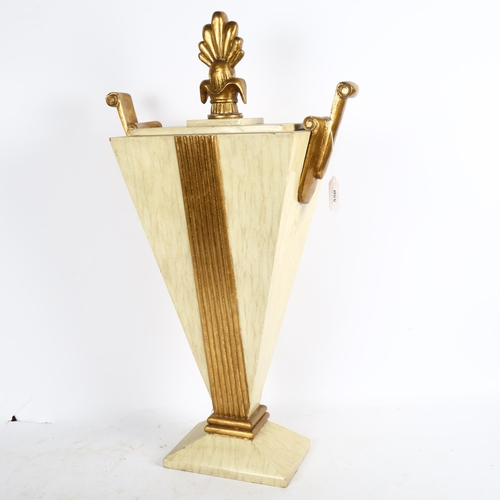 550 - An Art Deco style ornate gilded composition container and cover, height 63cm