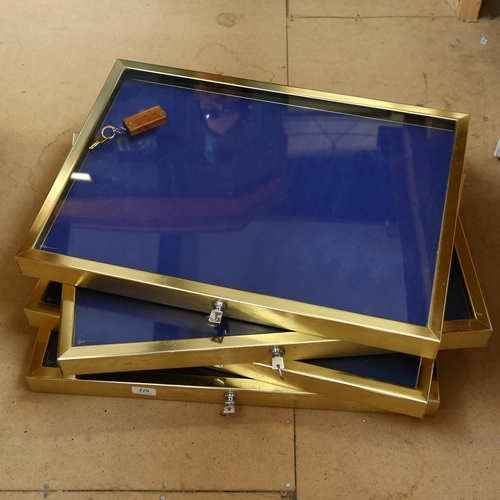 572 - 3 modern brass-framed table-top display cases, 64cm x 47cm