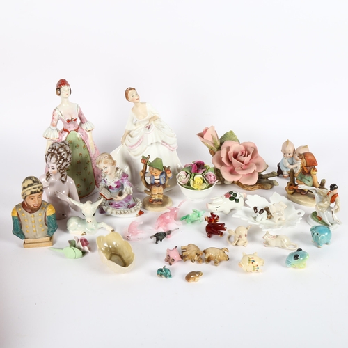 574 - Royal Doulton lady and other figures, including Hummel