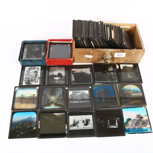 577 - A collection of Antique glass slides, various subjects