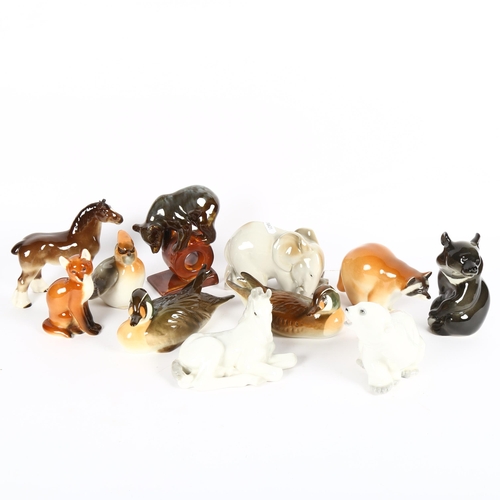 580 - A group of USSR porcelain animals and ducks, including a polar bear, height 10.5cm