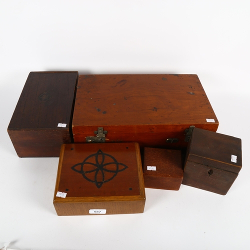 587 - A group of 5 Vintage boxes, longest 38cm across