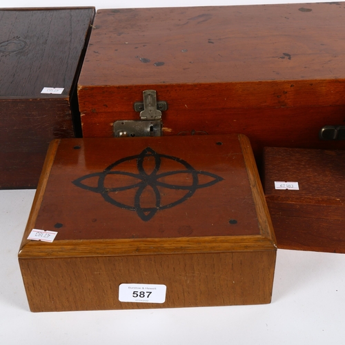 587 - A group of 5 Vintage boxes, longest 38cm across