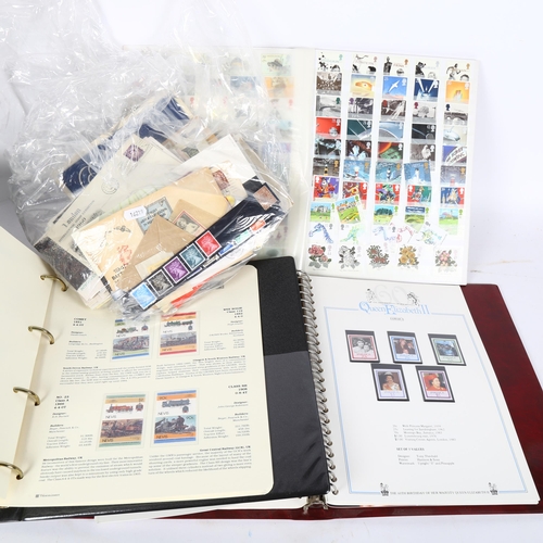 103 - An album of Queen Elizabeth II 60th birthday commemorative stamps, railway commemorative stamps etc