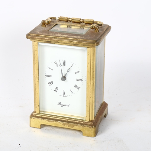 128 - BAYARD - a French brass-cased carriage clock with bevelled-glass panels, rear of the dial marked Duv... 