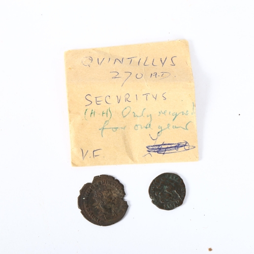 136 - 2 Roman quintillus bronze coins 270AD