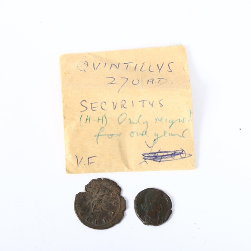 136 - 2 Roman quintillus bronze coins 270AD