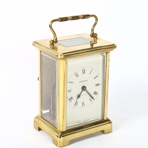 142 - BAYARD - a French 8-day brass-cased carriage clock, with bevelled-glass panels, movement marked Duve... 