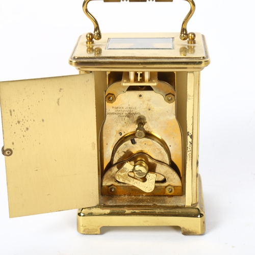 142 - BAYARD - a French 8-day brass-cased carriage clock, with bevelled-glass panels, movement marked Duve... 