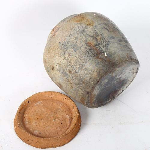 171 - An Antique Chinese blue and white ginger jar, with village decoration, height 9cm