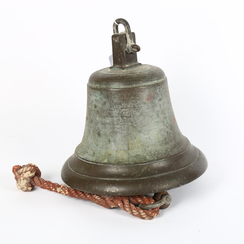 18 - A heavy bronze bell, unmarked, diameter 26cm, height 26cm