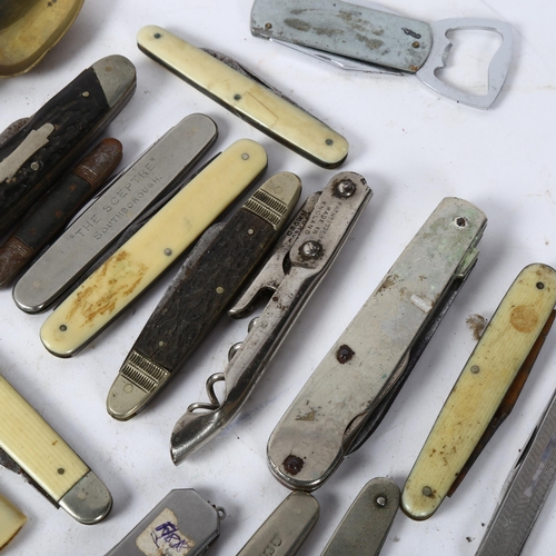 181 - A group of Vintage penknives, including Electrical Component Ltd, horn-handled penknife, silver-moun... 