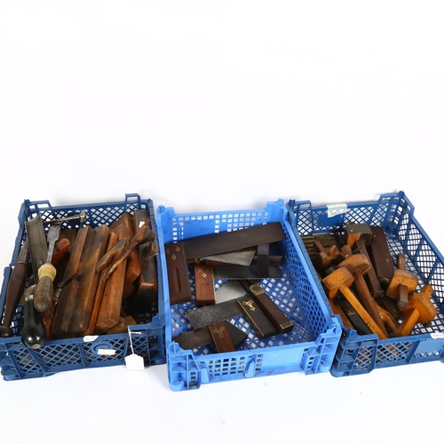 200 - 3 trays of Vintage hand tools, including squares, moulding planes, marking gauges etc