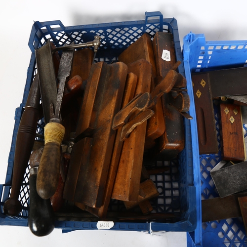 200 - 3 trays of Vintage hand tools, including squares, moulding planes, marking gauges etc