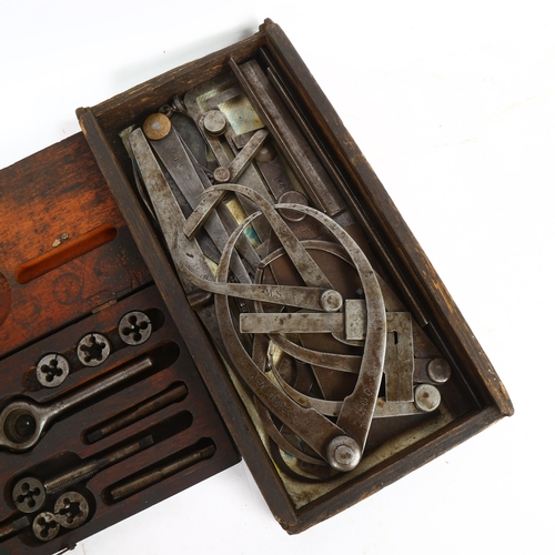 207 - A collection of engineering gauges, and cased tap and die set