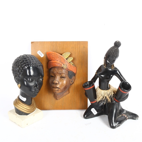 209 - A painted plaster African bust, numbered 6015, and registration no. 885747 to the base of the neck, ... 