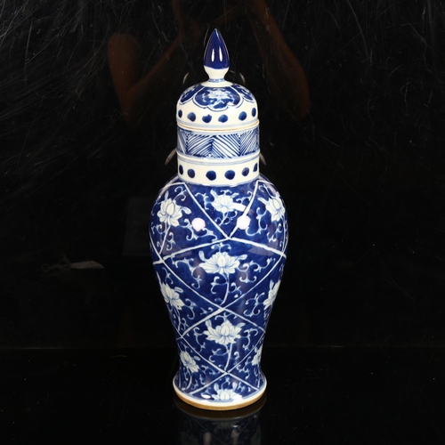 221 - A Chinese blue and white baluster jar and cover, height 34cm