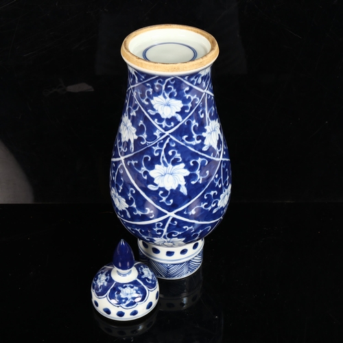 221 - A Chinese blue and white baluster jar and cover, height 34cm