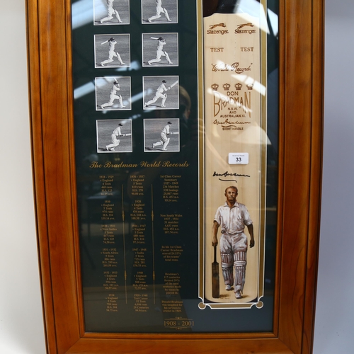 33 - A limited edition Sir Donald Bradman cricket bat, signed with hand painted portrait by Dave Thomas, ... 