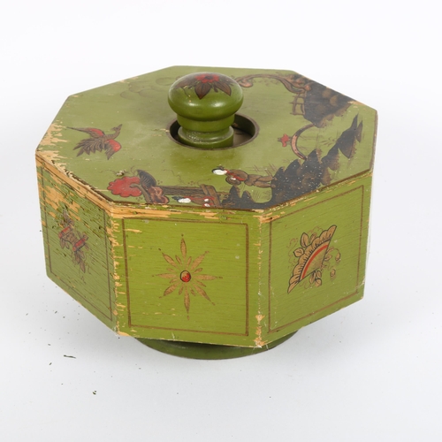 8 - An early 20th century chinoiserie games poker chips container, width 18cm
