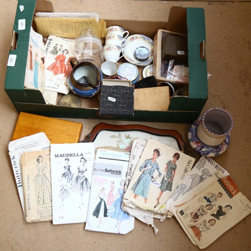 257 - Various collectables, including brass bird cage, cigarette box, Poole Pottery vase etc