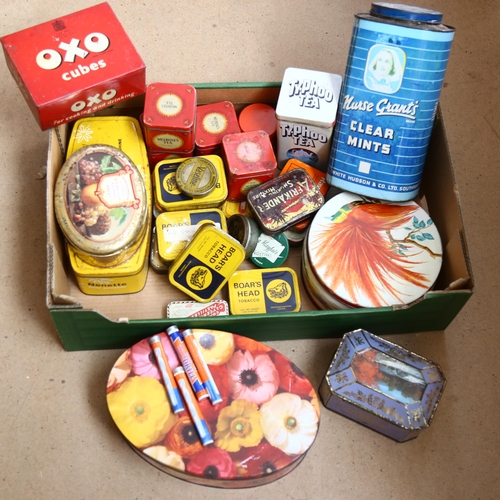 259 - A large collection of miscellaneous tea tins, biscuit tins etc (boxful)