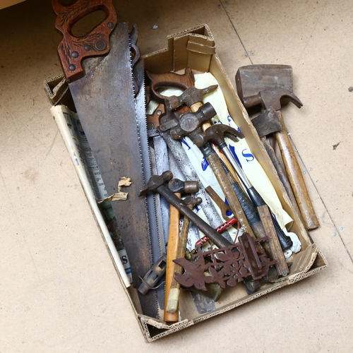 266 - A quantity of Vintage hand saws, and various other tools (boxful)