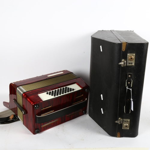 277 - A Lyra piano accordion, cased, various tutorial ephemera and music posters of Roy Wood and Wizard