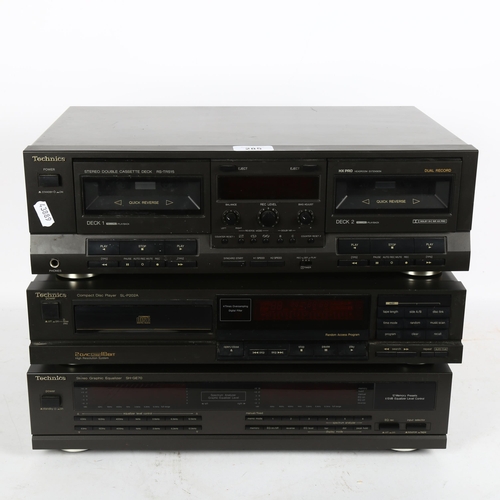 285 - A Technics stereo double cassette deck, RS-TR515 dual record, Technics compact disk player, SL-P202A... 