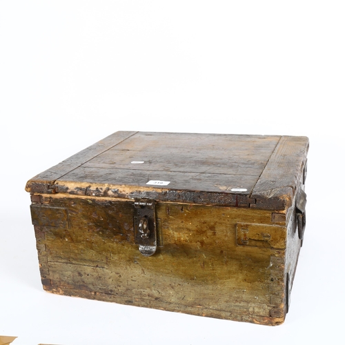 319 - A Victorian stained pine ammo box, H22cm, L47cm, W41cm