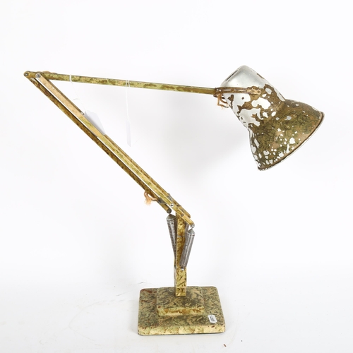 323 - HERBERT TERRY - a Vintage mottled cream painted and gilded anglepoise desk lamp, shade diameter 14.5... 