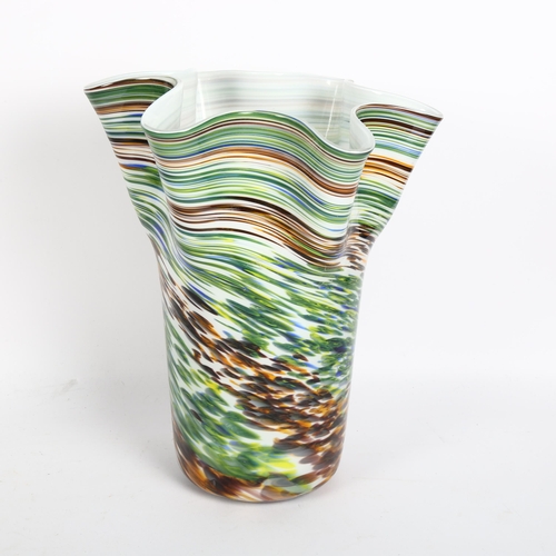 388 - A multi-coloured glass handkerchief vase, height 27cm