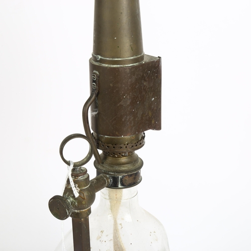 389 - An Antique microscope oil lamp, by W Watson & Sons Ltd of London, circa 1900, with dimple glass font... 