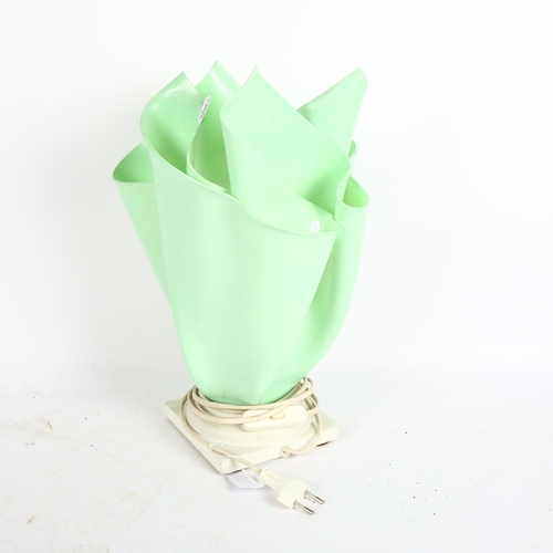390 - A Vintage plastic green handkerchief design table lamp, 35.5cm
