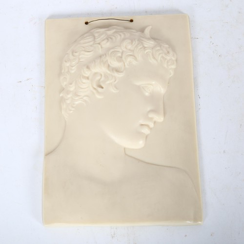 246 - A Greek relief moulded resin Classical head plaque, 25 x 18cm