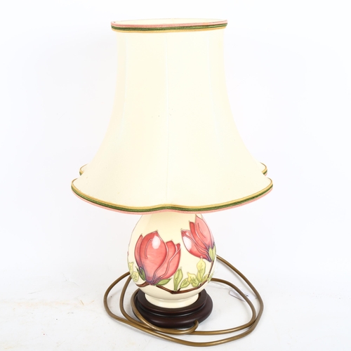 457 - A Moocroft ceramic table lamp with shade, height including shade 45cm