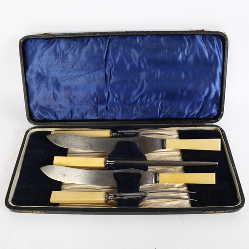 1020 - John Turton & Co Ltd, an ivorine-handled 5-piece carving set, in fitted case