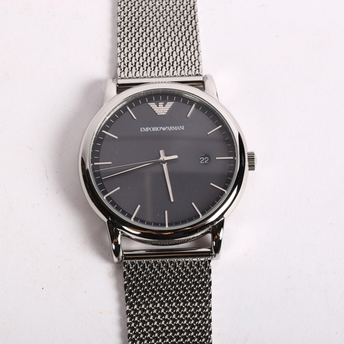 1063 - EMPORIO ARMANI - a stainless steel quartz bracelet watch, ref. AR-110069, black and grey dial with s... 