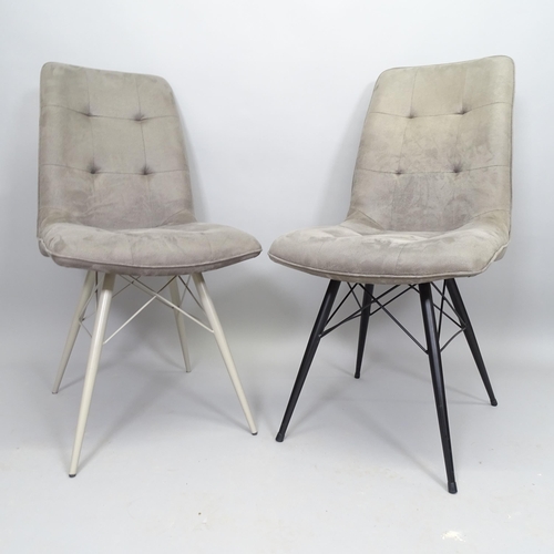 2505 - A set of 8 contemporary button-back upholstered dining chairs, on cantilever base