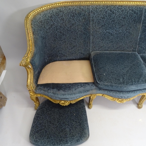 2506 - An Antique French gilt painted 3-seat sofa, L182cm