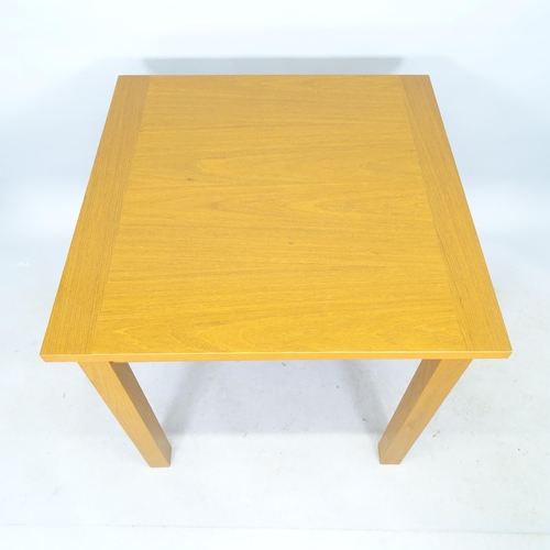 2507 - A contemporary square-top dining table, 76cm x 75cm, with 4 matching chairs, a mid-century teak disp... 