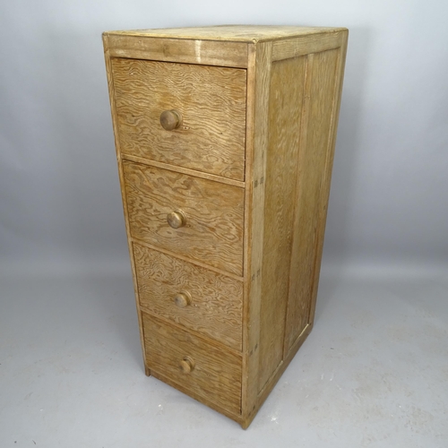 2510 - A mid-century pine filing chest of 4 drawers, 49cm x 131cm x 68cm