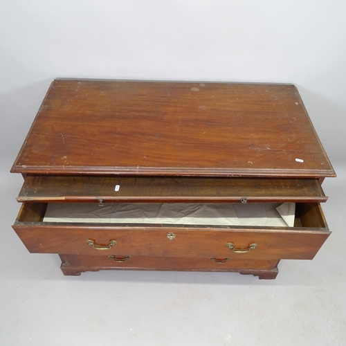 2512 - A Georgian mahogany chest of 3 long drawers, with brushing slide, on bracket feet, 109cm x 80cm x 55... 