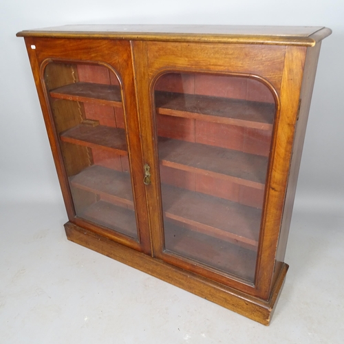 2529 - A Victorian mahogany bookcase, with 2 glazed panelled doors and 3 adjustable shelves, 117cm x 111cm ... 